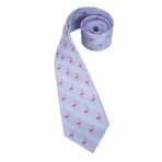 Flamingo Handmade Silk Tie // Light Blue