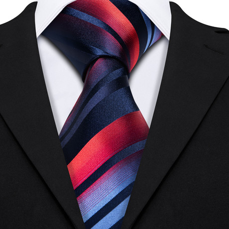 Handmade Silk Tie // Navy + Red