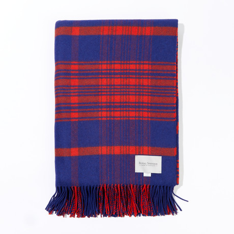 Woven Blanket // Blue + Bright Red