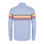 Auden Cavill // Three Stripe Button-Up Shirt // Blue (M)