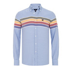 Auden Cavill // Three Stripe Button-Up Shirt // Blue (M)