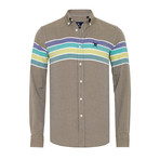 Auden Cavill // Three Stripe Button-Up Shirt // Khaki (XL)
