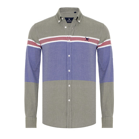 Auden Cavill // Color Block Button-Up Shirt // Khaki (S)