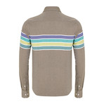 Auden Cavill // Three Stripe Button-Up Shirt // Khaki (XL)