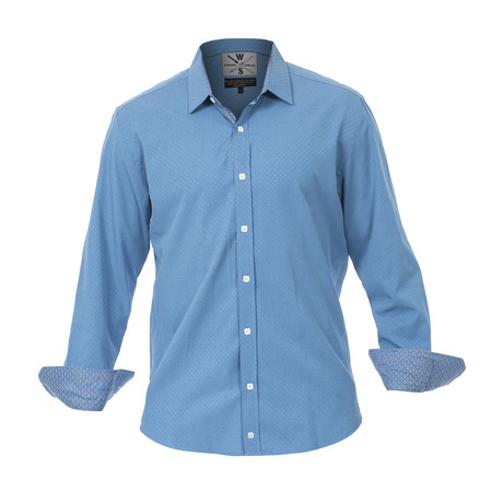 Warriors & Scholars // Paradise Long-Sleeve Button Down Shirt // Blue (S)