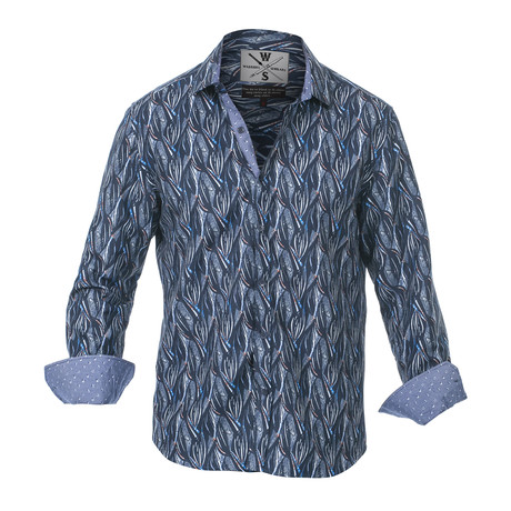 Warriors & Scholars // Magnum Long-Sleeve Button Down Shirt // Blue (S)