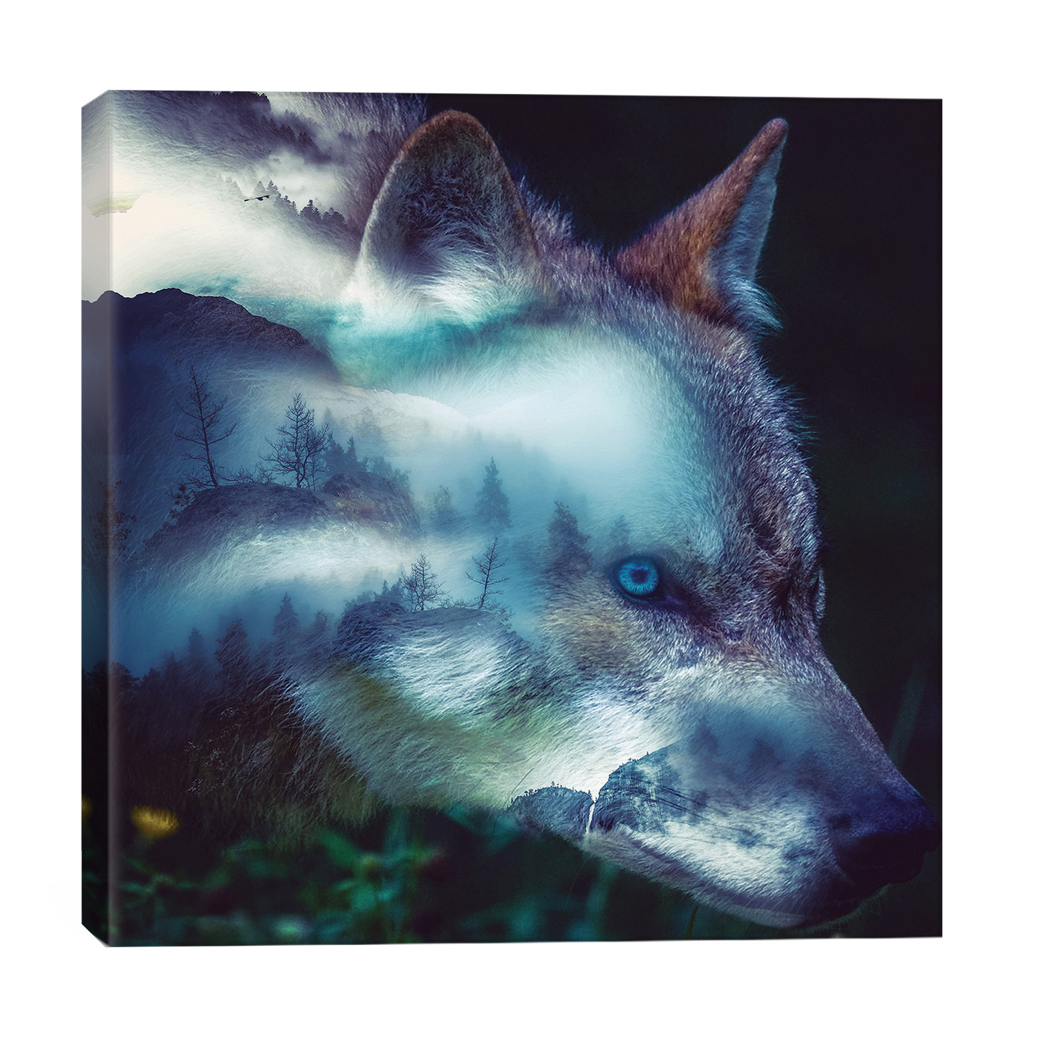 Forest Wolf // Paul Haag - Double Exposure On Canvas - Touch of Modern