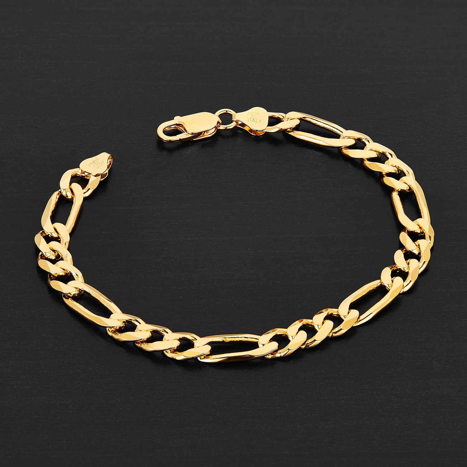 Figaro Chain Bracelet // 7.5mm // 14k Gold Plated - West Coast Jewelry ...