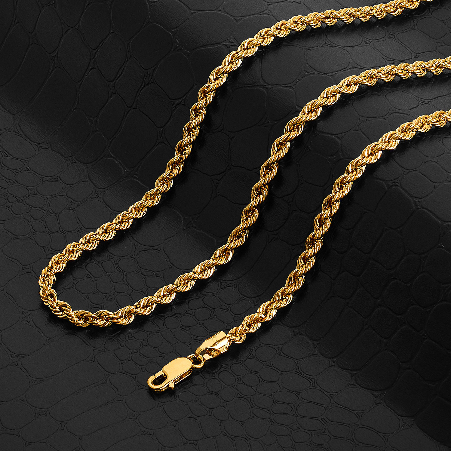 Italian DC Laser Rope Chain Necklace // 4mm // 14k Gold Plated (24 ...