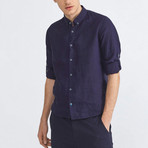 Florence Linen Button-Up // Navy (XS)