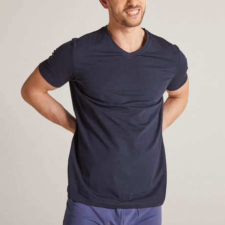 V Collar T-Shirt // Navy Blue (XS)