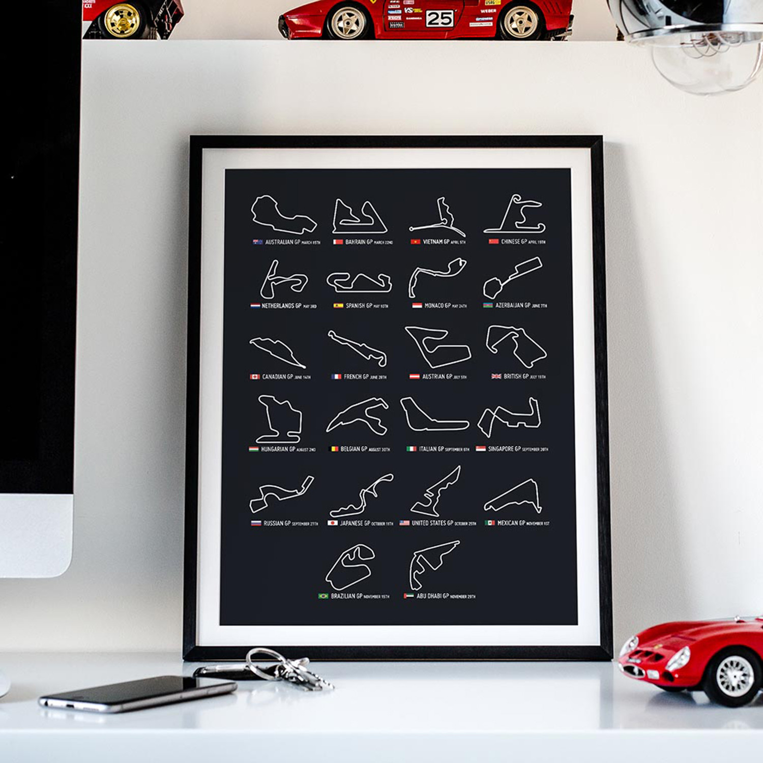 F1 Schedule // 2020 Calendar Rear View Prints Touch of Modern