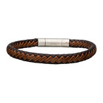 Leather Bracelet + Steel Clasp // Brown