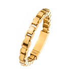 Stainless Steel + Gold Plated Bold Box Bracelet // Gold