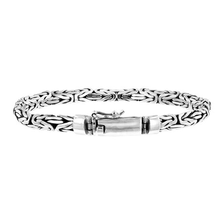 Bali Silver Oval Byzantine Bracelet // Silver