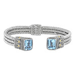 Women's Topaz Cable Bracelet // Silver + Blue