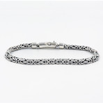 Bali Silver Oval Byzantine Bracelet // Silver