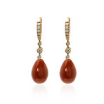 Crivelli 18k White Gold Diamond + Red Corniola Earrings
