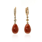 Crivelli 18k White Gold Diamond + Red Corniola Earrings