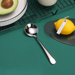 4 Piece Dessert Spoon Set // Silver