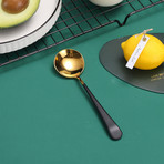 4 Piece Dessert Spoon Set // Gold + Black