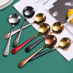 4 Piece Dessert Spoon Set // Gold + Black