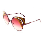 Women's 0215 Round Cat Eye Sunglasses // Matte Yellow + Burgundy