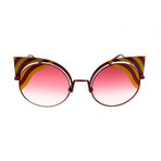 Women's 0215 Round Cat Eye Sunglasses // Matte Yellow + Burgundy