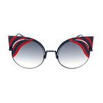 Women's 0215 Round Cat Eye Sunglasses // Matte Dark Blue + Red