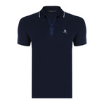 Fred Short Sleeve Polo Shirt // Navy + Ecru (L)