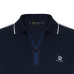 Fred Short Sleeve Polo Shirt // Navy + Ecru (M)