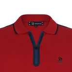 Harry Short Sleeve Polo Shirt // Red + Navy (L)