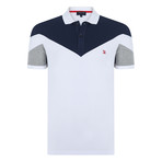 Charlie Short Sleeve Polo Shirt // White + Navy (M)