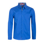 Royal Solid Cotton-Stretch Long Sleeve Shirt // Royal (S)