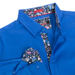 Royal Solid Cotton-Stretch Long Sleeve Shirt // Royal (M)