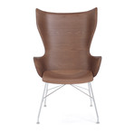 Smart Wood Lounge Chair // Slatted Ash Finish (Light Wood + Chrome Legs)