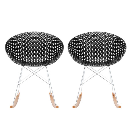 Smatrik Rocking Chair // Set of 2 (White Seat + Oak Wood Legs)