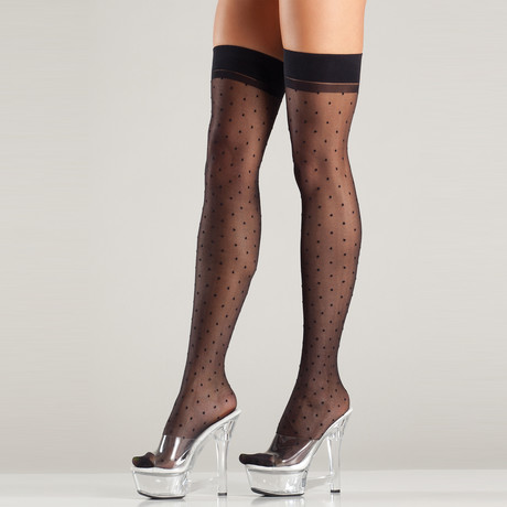 Here On The Dot Thigh Highs // Black