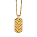 Reversible Chevron Dog Tag Necklace // Gold Plated