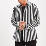 Striped Button-Up Shirt // Black + White (S)