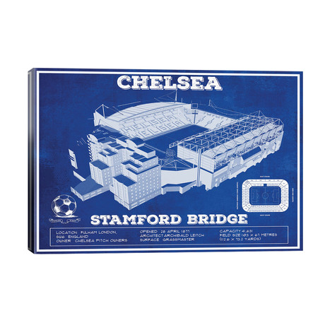 London Stamford Bridge In Team Colors // Cutler West (40"W x 26"H x 1.5"D)