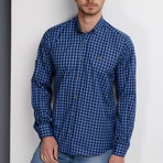 Hank Button-Up Shirt // Dark Blue + Blue (Small)