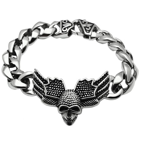 Gents // Skull + Wings Link Bracelet