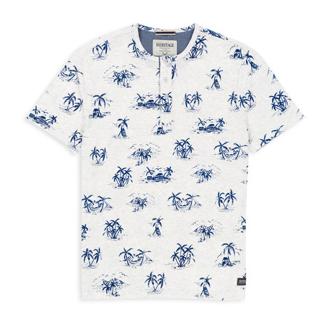 Beach Print Crewneck T Shirt // Blue (S)