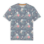 Floral Print Crew Neck T Shirt // Navy (XL)