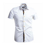 Solid Short Sleeve Button Down Shirt // White (XL)
