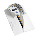 Solid Short Sleeve Button Down Shirt // White (L)