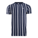 Textured Stripe T-Shirt // Navy (L)