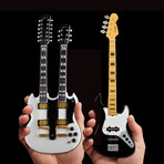 RUSH // Alex Lifeson & Geddy Lee Miniature Guitar Models // Set of 2