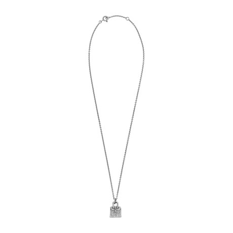 Hermes 18k White Gold Diamond Birkin Bag Necklace // Pre-Owned